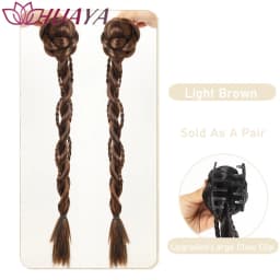 Synthetic Claw Clip Double Ponytails for Women, Hand Braided, Easy to Wear, Perfect for Women's Daily Looks