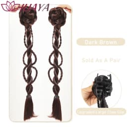 Synthetic Claw Clip Double Ponytails for Women, Hand Braided, Easy to Wear, Perfect for Women's Daily Looks