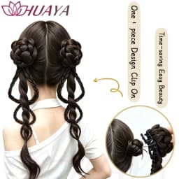 Synthetic Claw Clip Double Ponytails for Women, Hand Braided, Easy to Wear, Perfect for Women's Daily Looks