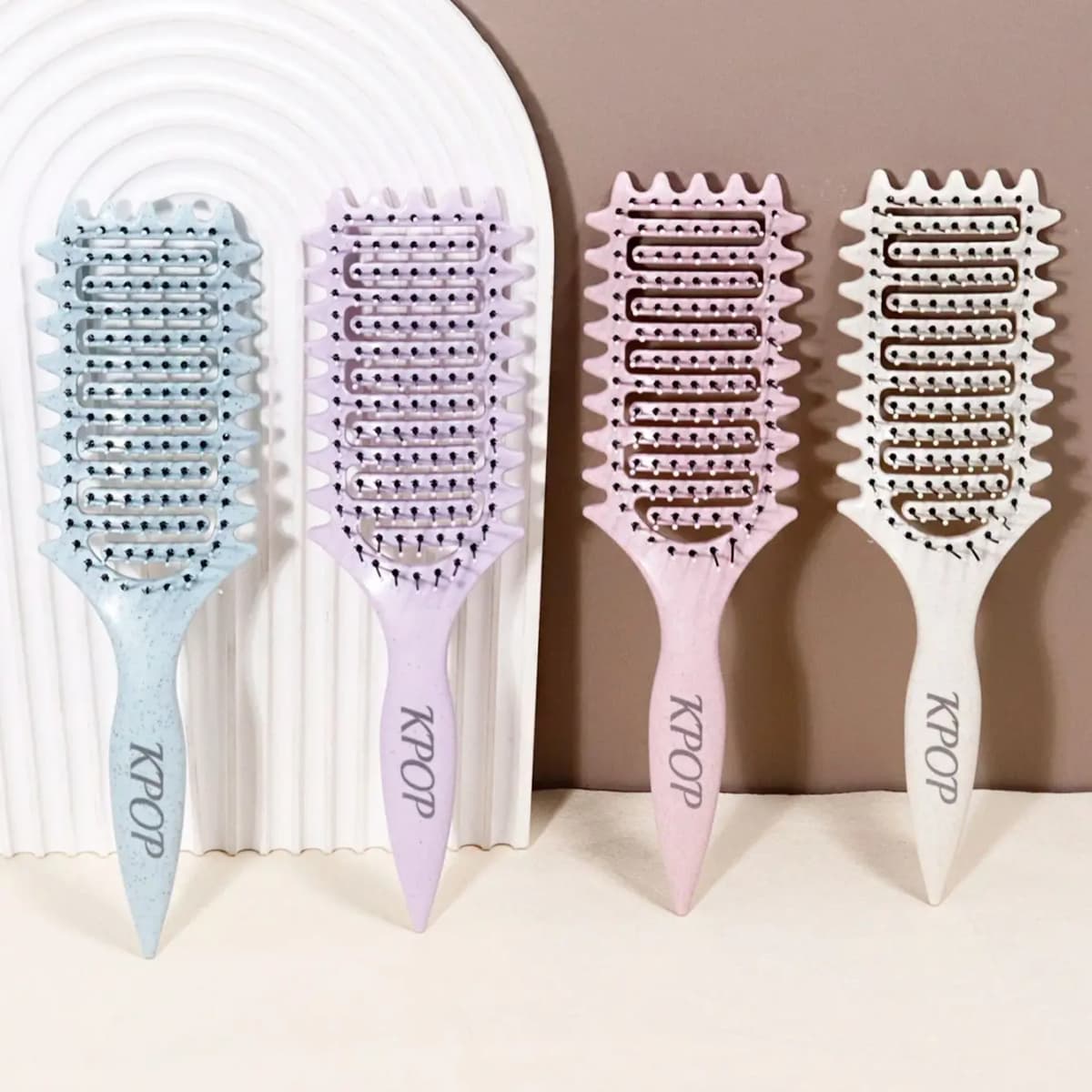 KPOP Curling Brush - Nylon bristles and ABS handle for creating curly hair styling Special for real hair wigs