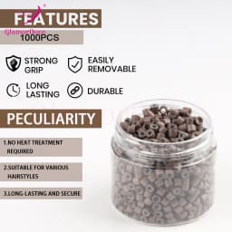 GlamorDove 1000Pcs 4mm Micro Rings For Hair Extensions Microlinks For Hair Silicone Lined Hair Extension Bead Tools Accessories