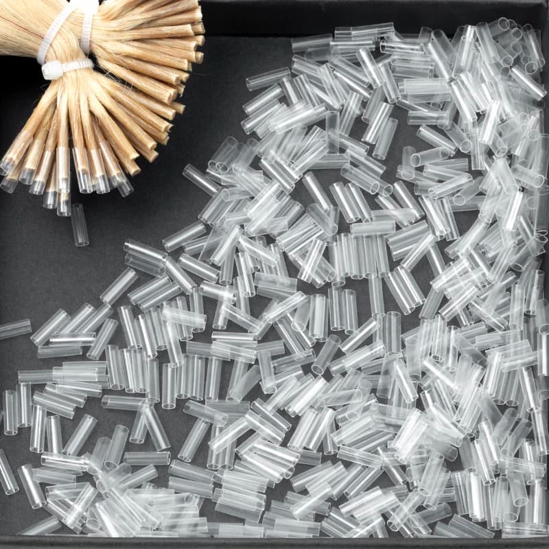 500pcs Heat Shrink Tubes for Hair Extensions Without Adhesive Fusion Hair Accessories Tools Transparent Color