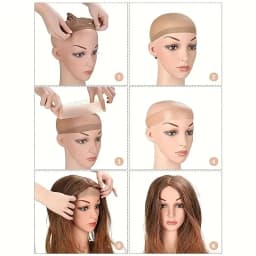 6PCS Adjustable Silicone Wig Bands Set Non-Slip Sweatproof Seamless Wig Headbands with 4PCS Stocking Wig Caps Soft Hair Bands
