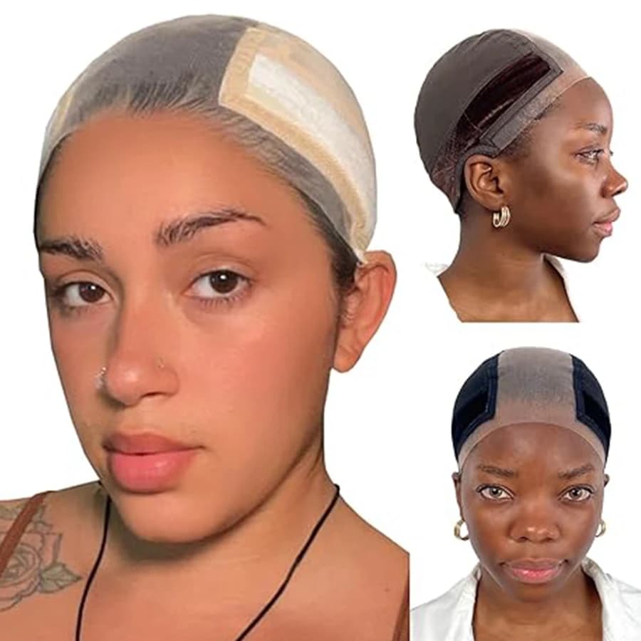 2025 New Lace Wig Cap With Grip Band For Keeping Wigs In Place, 4x5 Wider Transparent Lace For Lace Front Wig