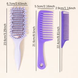 3pcs Hair Comb Set, Curly Hair Styling Brush, Pointed Tail Comb, Wide Tooth Comb, Special for Real Hair Wigs