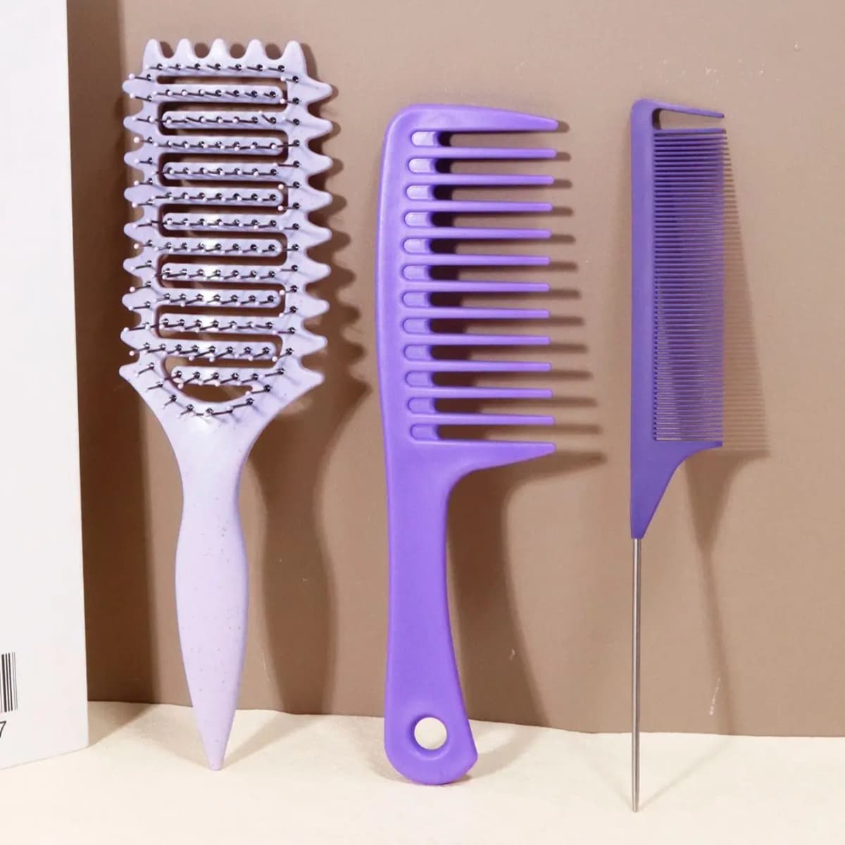 3pcs Hair Comb Set, Curly Hair Styling Brush, Pointed Tail Comb, Wide Tooth Comb, Special for Real Hair Wigs