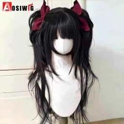 Synthetic Princess Cut Double Ponytail Lolita Wig with Bangs Girl Ombre Blonde Brown White Gray Cosplay Halloween Harajuku Wig