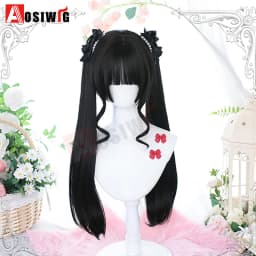 Synthetic Princess Cut Double Ponytail Lolita Wig with Bangs Girl Ombre Blonde Brown White Gray Cosplay Halloween Harajuku Wig