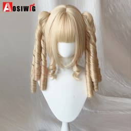Synthetic Princess Cut Double Ponytail Lolita Wig with Bangs Girl Ombre Blonde Brown White Gray Cosplay Halloween Harajuku Wig