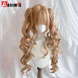 Synthetic Princess Cut Double Ponytail Lolita Wig with Bangs Girl Ombre Blonde Brown White Gray Cosplay Halloween Harajuku Wig