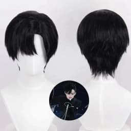 Anime Alien Stage Ivan Cosplay Black Sorrow Cosplay Black Wig Short Black synthetic Cos Wigs Heat Resistant Hair Wigs Halloween