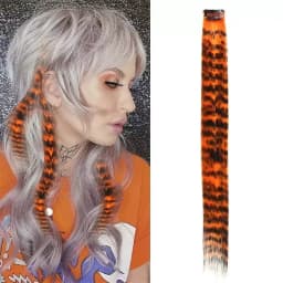 3pcs/set Stripe Printed Hair Colorful Long Straight Hair Pieces Synthetic Clip-in Hair Extensions for Daily Use Party Halloween