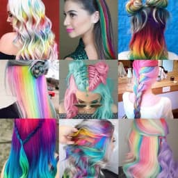 Colored Highlight 22 Inch Synthetic Hair Extensions Rainbow Long Straight Hairpieces for Women Kids Girls Purple Pink Blue