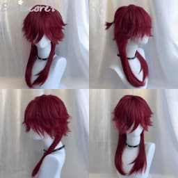 EAST Red Long Straight Synthetic Mullet Head Wig Wolf Tail Layered Fluffy Women and Men Wig for Daily Party Lolita Cosplay
