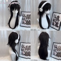 EAST Red Long Straight Synthetic Mullet Head Wig Wolf Tail Layered Fluffy Women and Men Wig for Daily Party Lolita Cosplay