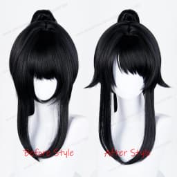 Ayano Aishi Cosplay Synthetic Wig Woman Hair 53cm Black Ponytail Anime Heat Resistant Wigs