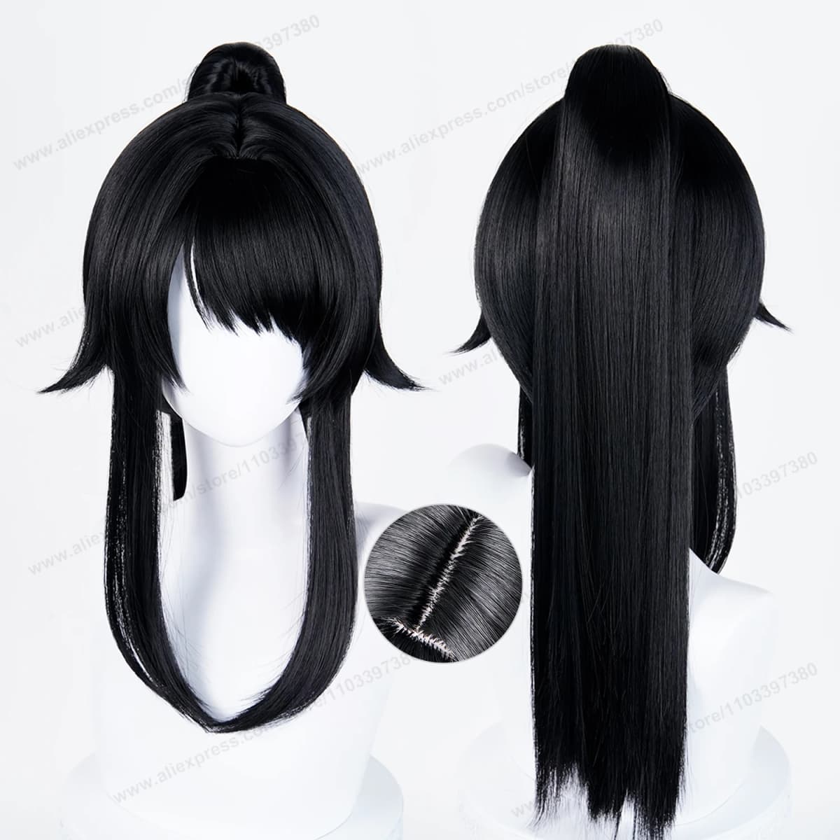 Ayano Aishi Cosplay Synthetic Wig Woman Hair 53cm Black Ponytail Anime Heat Resistant Wigs