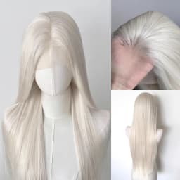 Ashely Platinum Blonde Wig 26inch 13x4 Lace Front Wig Long Straight Synthetic Lace Wigs High Temperature Fibers for Cosplay