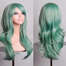 70cm Long Synthetic Wigs Pink Purple Black Wig Wavy Halloween Costume Hair Fake Hairpieces Lolita Blue Wig