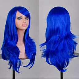70cm Long Synthetic Wigs Pink Purple Black Wig Wavy Halloween Costume Hair Fake Hairpieces Lolita Blue Wig
