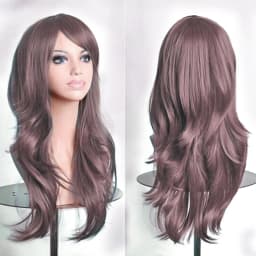 70cm Long Synthetic Wigs Pink Purple Black Wig Wavy Halloween Costume Hair Fake Hairpieces Lolita Blue Wig