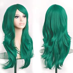 70cm Long Synthetic Wigs Pink Purple Black Wig Wavy Halloween Costume Hair Fake Hairpieces Lolita Blue Wig