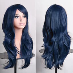 70cm Long Synthetic Wigs Pink Purple Black Wig Wavy Halloween Costume Hair Fake Hairpieces Lolita Blue Wig