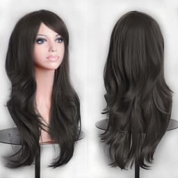 70cm Long Synthetic Wigs Pink Purple Black Wig Wavy Halloween Costume Hair Fake Hairpieces Lolita Blue Wig