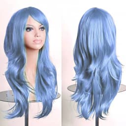 70cm Long Synthetic Wigs Pink Purple Black Wig Wavy Halloween Costume Hair Fake Hairpieces Lolita Blue Wig