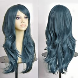 70cm Long Synthetic Wigs Pink Purple Black Wig Wavy Halloween Costume Hair Fake Hairpieces Lolita Blue Wig