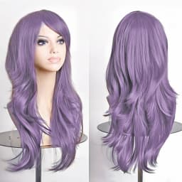 70cm Long Synthetic Wigs Pink Purple Black Wig Wavy Halloween Costume Hair Fake Hairpieces Lolita Blue Wig
