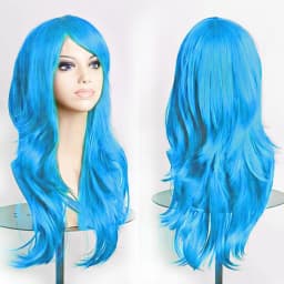70cm Long Synthetic Wigs Pink Purple Black Wig Wavy Halloween Costume Hair Fake Hairpieces Lolita Blue Wig