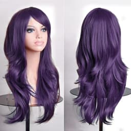 70cm Long Synthetic Wigs Pink Purple Black Wig Wavy Halloween Costume Hair Fake Hairpieces Lolita Blue Wig