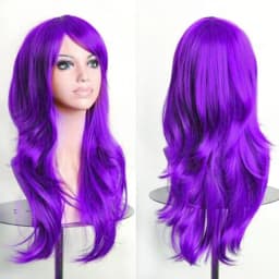 70cm Long Synthetic Wigs Pink Purple Black Wig Wavy Halloween Costume Hair Fake Hairpieces Lolita Blue Wig