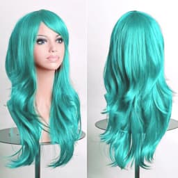 70cm Long Synthetic Wigs Pink Purple Black Wig Wavy Halloween Costume Hair Fake Hairpieces Lolita Blue Wig