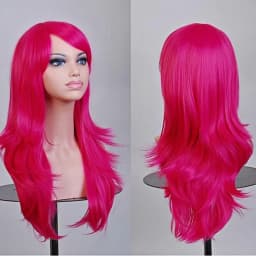 70cm Long Synthetic Wigs Pink Purple Black Wig Wavy Halloween Costume Hair Fake Hairpieces Lolita Blue Wig