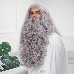 REEWES Santa Claus Beard Wigs Set,Eyebrows Moustache Accessories,Blonde Synthetic Wig,Christmas Costume Hair,Old Men Dress