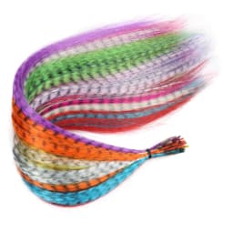 Synthetic Colored Feather Hair Extensions 16Inch 10 Pieces/Pack Blue Purple For Women Zebra Line Feather Hairpiece