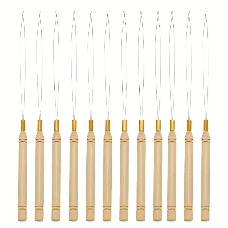 2-20pcs Micro Rings Loop Tool Loop Threader Pulling Needle Used with Hair Plier And Beads for Human Hair Feather Extension Tools
