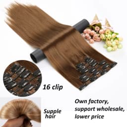 WIGSIN Synthetic 6pcs/set 24Inch Long Straight Hair Extensions Clip-in Heat Resistant Black Blonde Hairpiece for Women