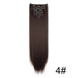 WIGSIN Synthetic 6pcs/set 24Inch Long Straight Hair Extensions Clip-in Heat Resistant Black Blonde Hairpiece for Women