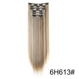 WIGSIN Synthetic 6pcs/set 24Inch Long Straight Hair Extensions Clip-in Heat Resistant Black Blonde Hairpiece for Women