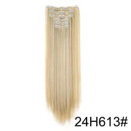 WIGSIN Synthetic 6pcs/set 24Inch Long Straight Hair Extensions Clip-in Heat Resistant Black Blonde Hairpiece for Women