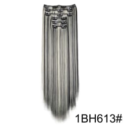 WIGSIN Synthetic 6pcs/set 24Inch Long Straight Hair Extensions Clip-in Heat Resistant Black Blonde Hairpiece for Women