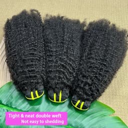 4C Afro Kinky Coily Human Hair Bundles Curly Natural Black Color Unprocessed Virgin Weave Double Weft 100% Human Hair Extensions