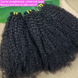4C Afro Kinky Coily Human Hair Bundles Curly Natural Black Color Unprocessed Virgin Weave Double Weft 100% Human Hair Extensions