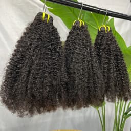 4C Afro Kinky Coily Human Hair Bundles Curly Natural Black Color Unprocessed Virgin Weave Double Weft 100% Human Hair Extensions