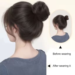 1PC Synthetic Hair Bun With Circle Elastic Clips Straight Donut Updo Hair Wig Bird's Nest Shaped Retractable Bun for Women