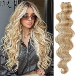 Bio Body Wave Hair Bundles 24Inch Piano Blonde Natural Synthetic Hair Extensions Ombre Thick Ponytail Loose Deep Hair Weaving