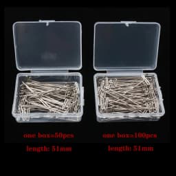 50/100pcs Long T Pins Silver Wig Pins for Wigs Making/Display On Mannequin Canvas Head 38/51mm T Pins Needle Salon Styling Tools